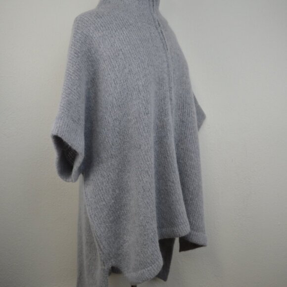 ELK Black Knit Alpaca Poncho with Zipper One Size - Picture 8 of 9